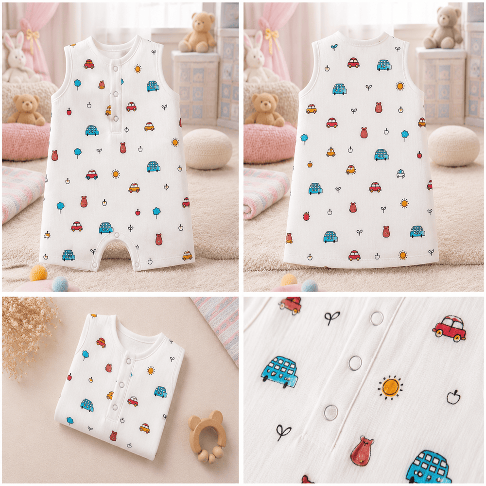 Muslin Cotton Sleeveless Baby Romper | Soft Breathable Newborn Jumpsuit