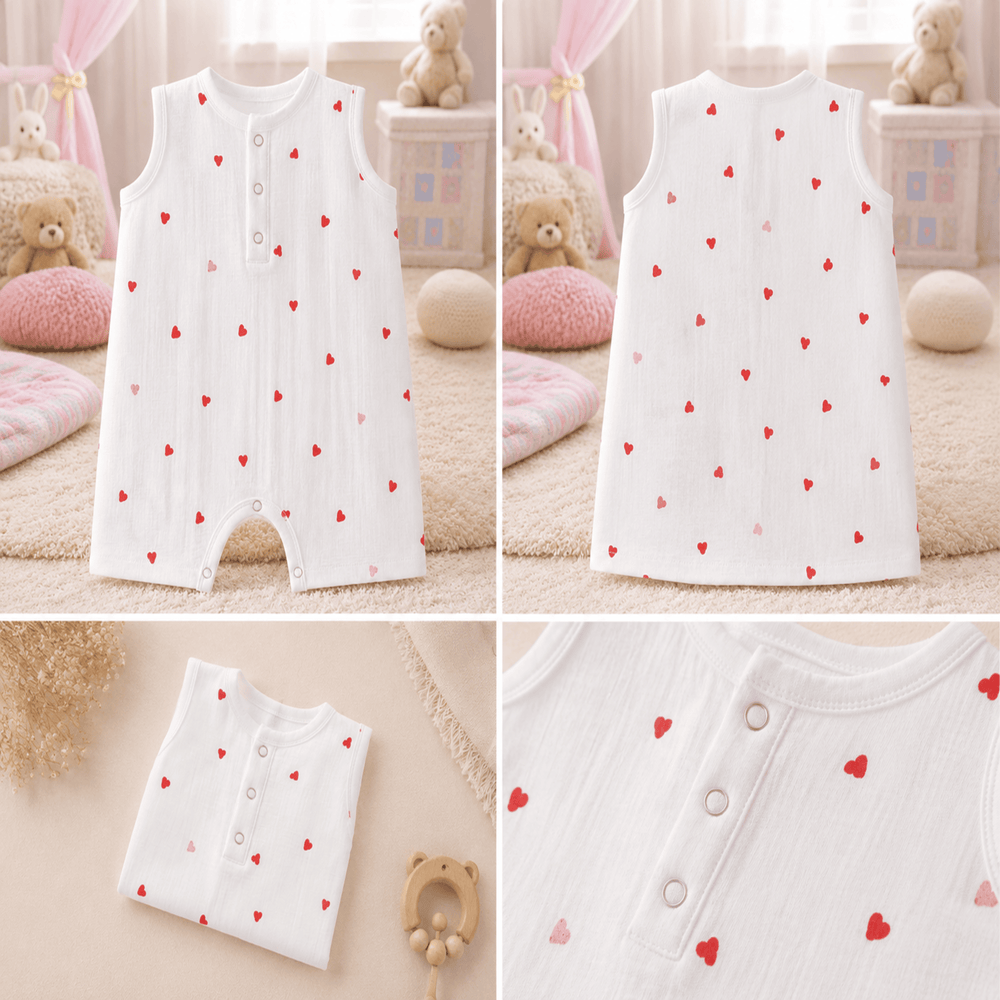 Muslin Cotton Sleeveless Baby Romper | Soft Breathable Newborn Jumpsuit