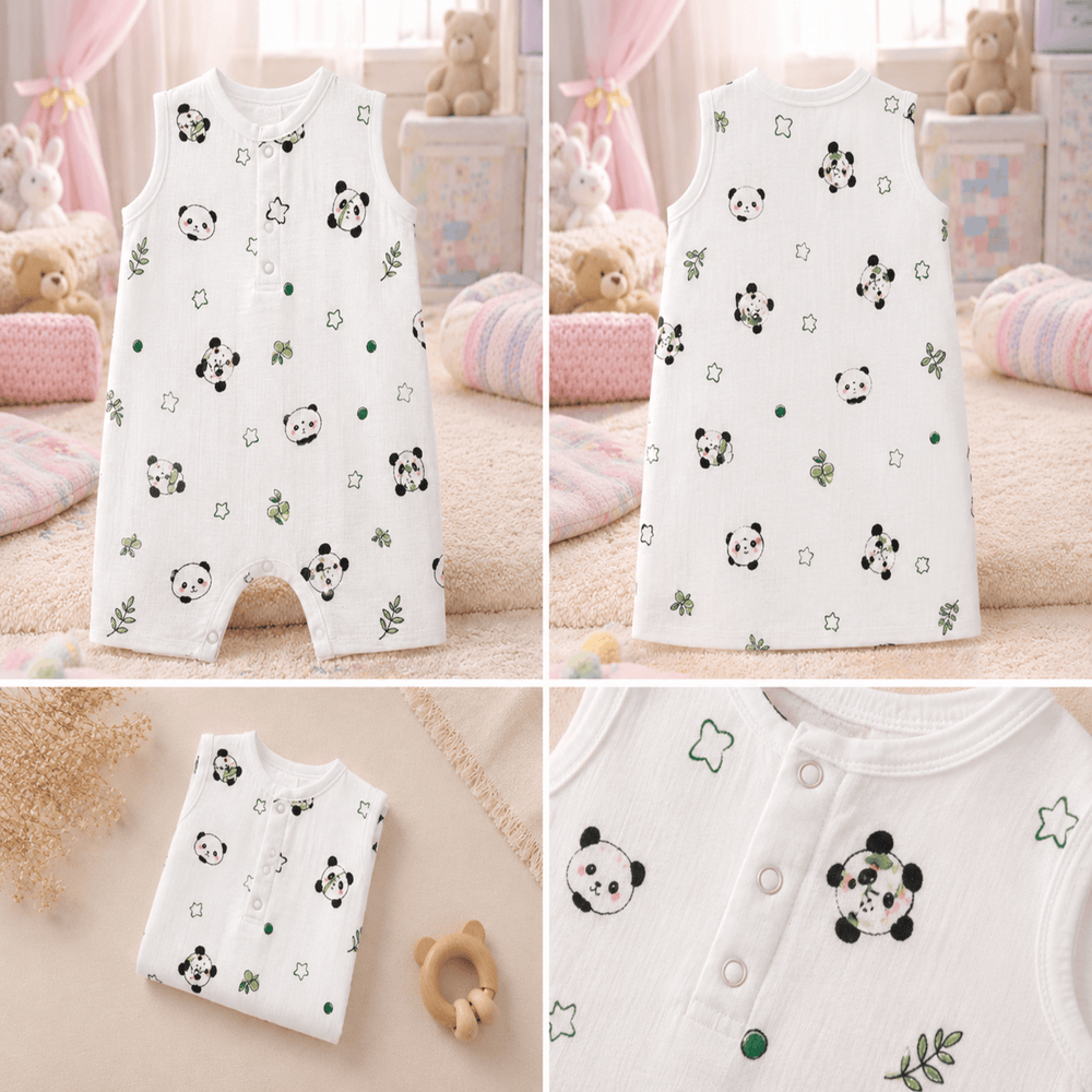 Muslin Cotton Sleeveless Baby Romper | Soft Breathable Newborn Jumpsuit