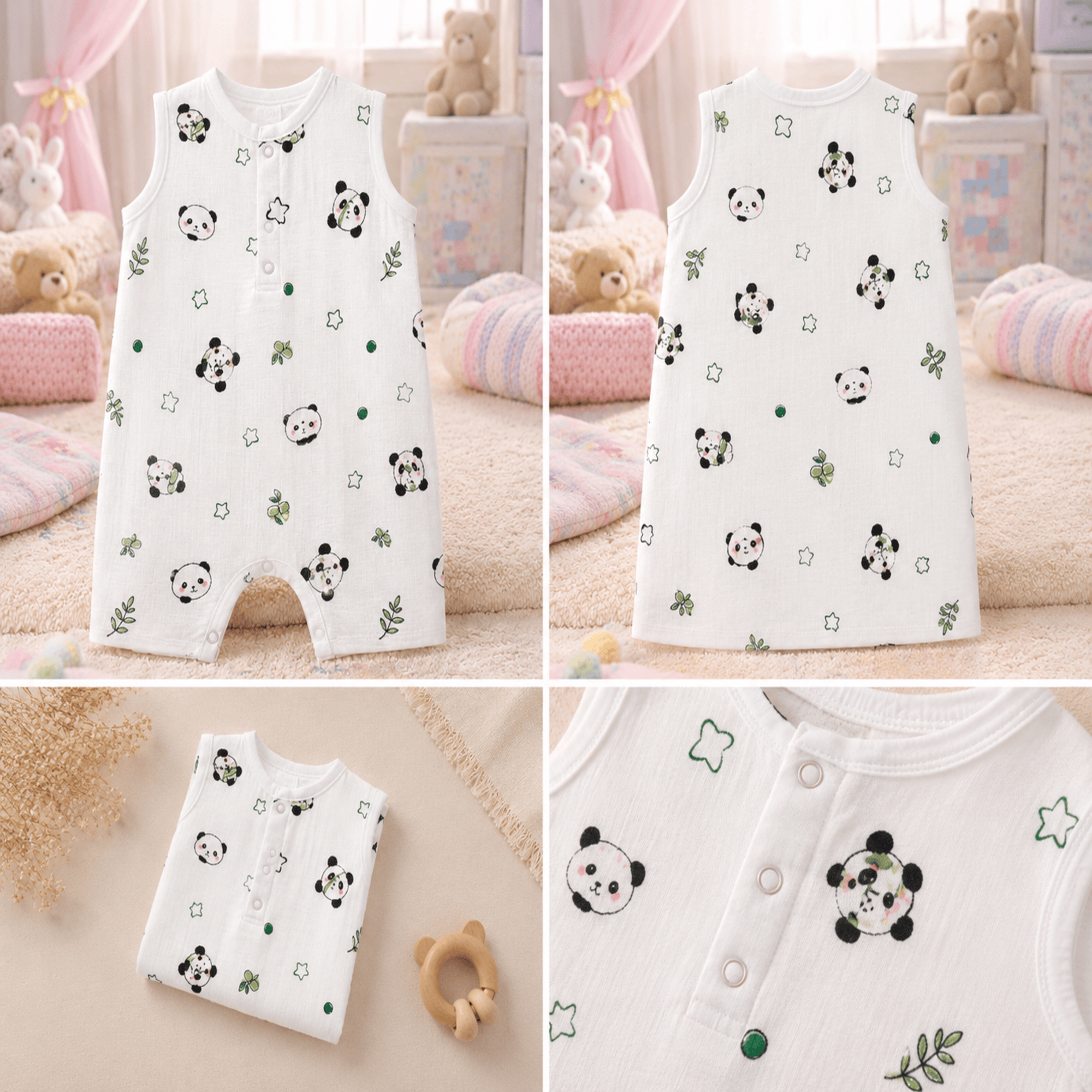 Muslin Cotton Sleeveless Baby Romper | Soft Breathable Newborn Jumpsuit