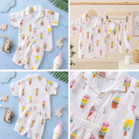 🌈 Premium Muslin Cotton Baby Co-ord Set – Ice Cream Print