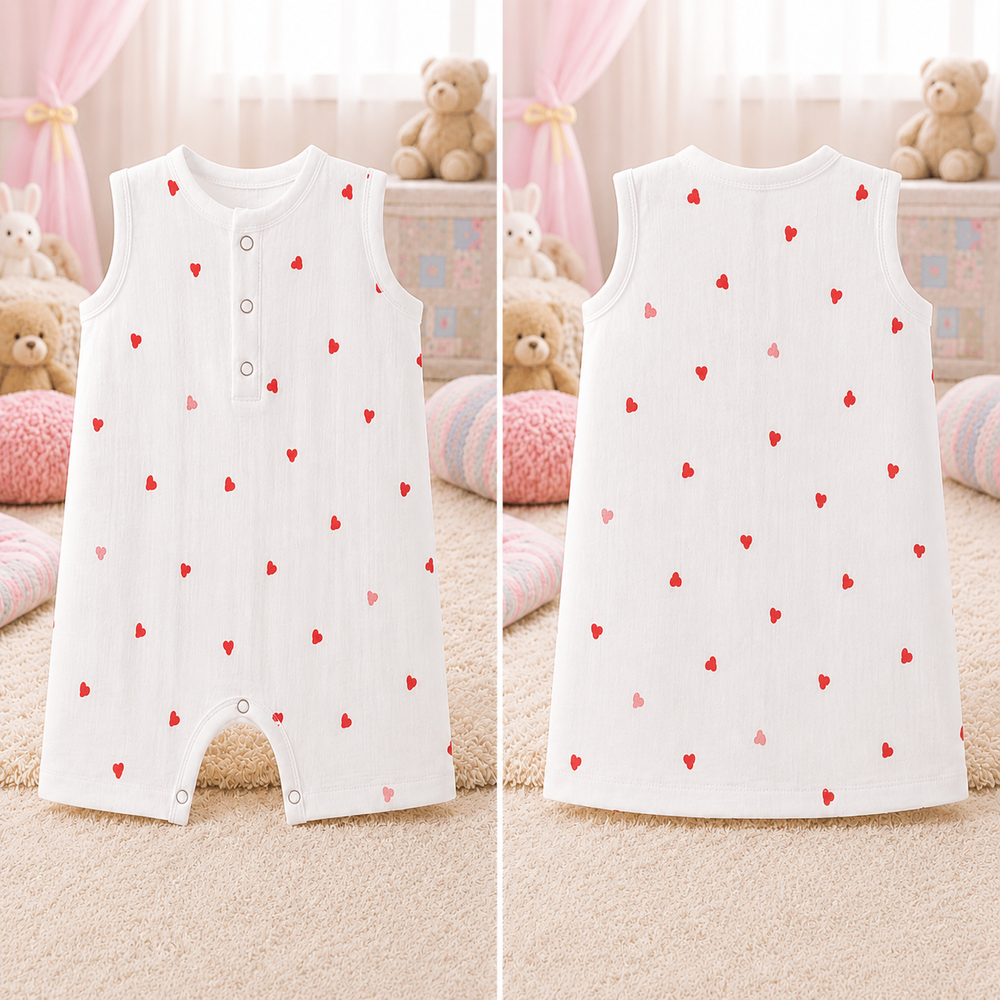 Muslin Cotton Sleeveless Baby Romper | Soft Breathable Newborn Jumpsuit