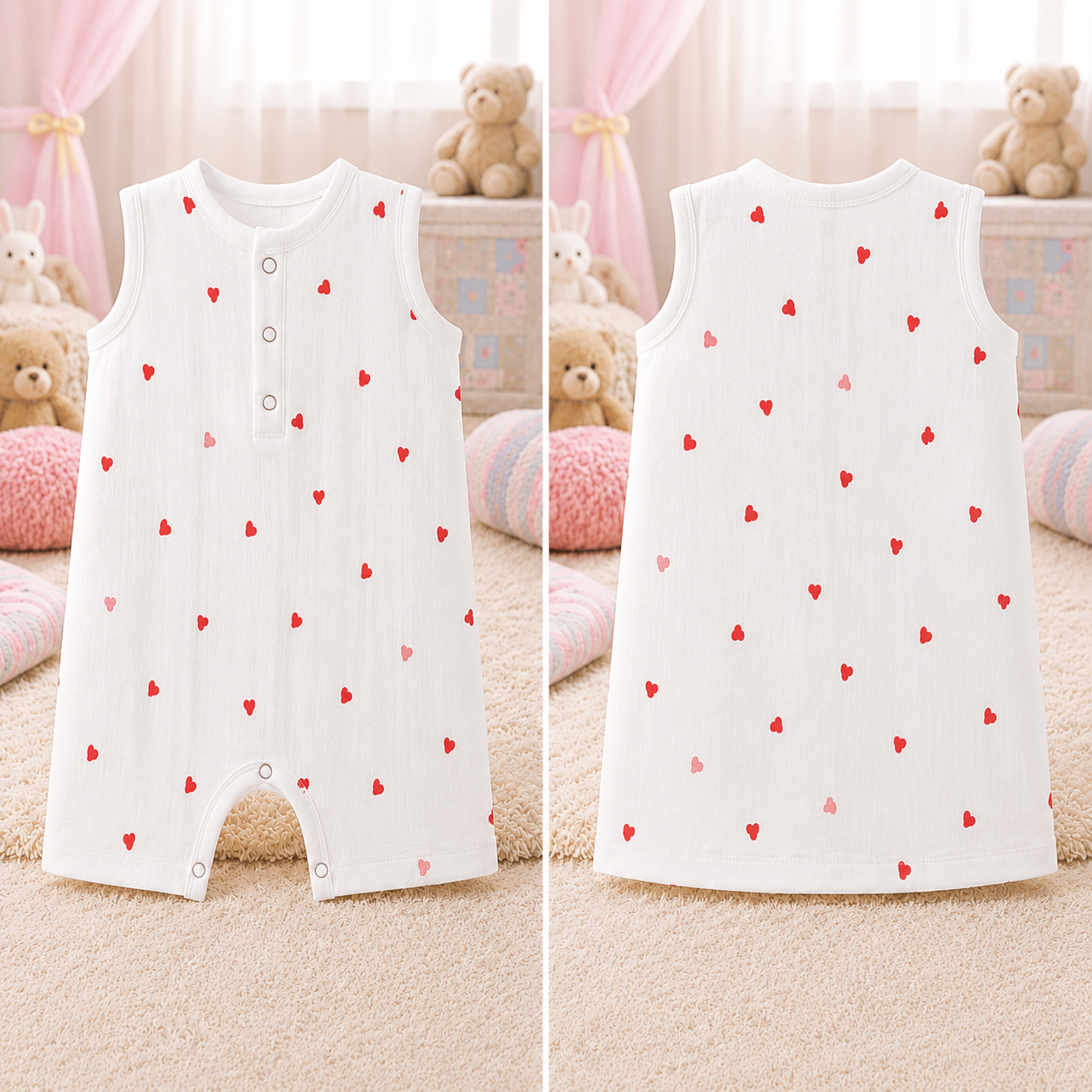 Muslin Cotton Sleeveless Baby Romper | Soft Breathable Newborn Jumpsuit