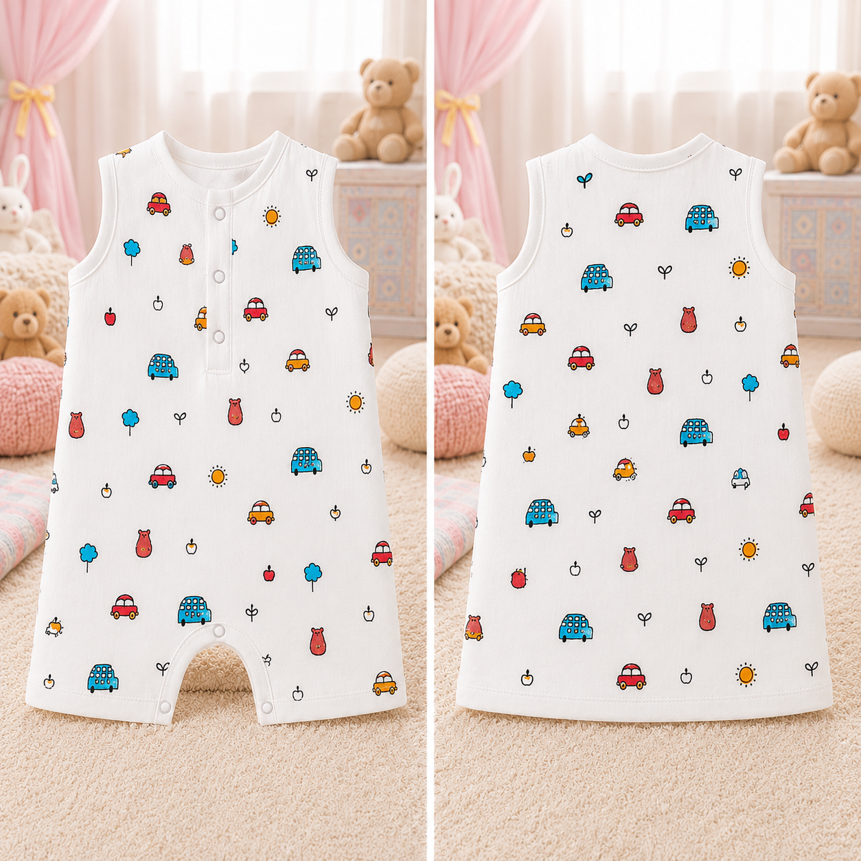Muslin Cotton Sleeveless Baby Romper | Soft Breathable Newborn Jumpsuit