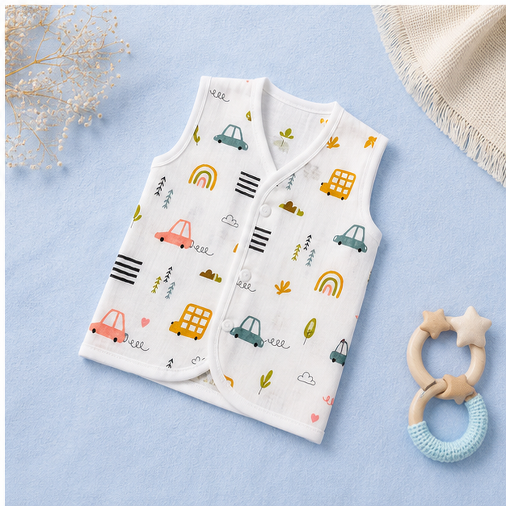 🦄 Rainbow Ride Muslin Cotton Baby Jabla Combo– Pack of 2