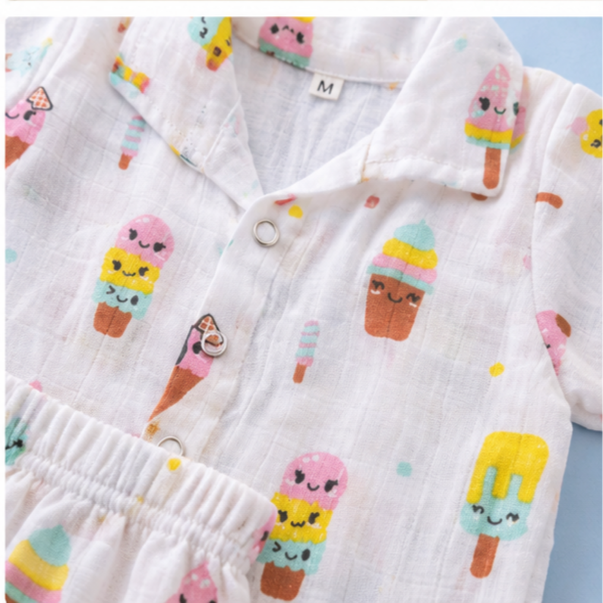 🌈 Premium Muslin Cotton Baby Co-ord Set – Ice Cream Print