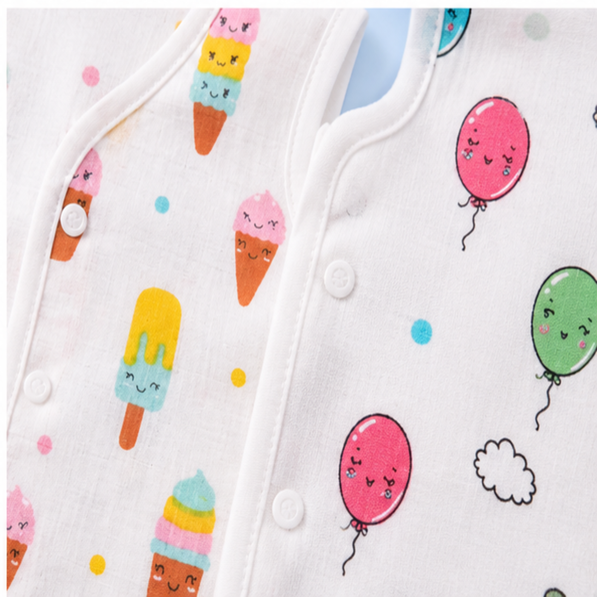 🎈 Sweet Pop Muslin Baby Vest Combo – Pack of 2