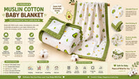 🥑 Premium Muslin Cotton Baby Blanket – Softness Your Baby Will Love 👶💚