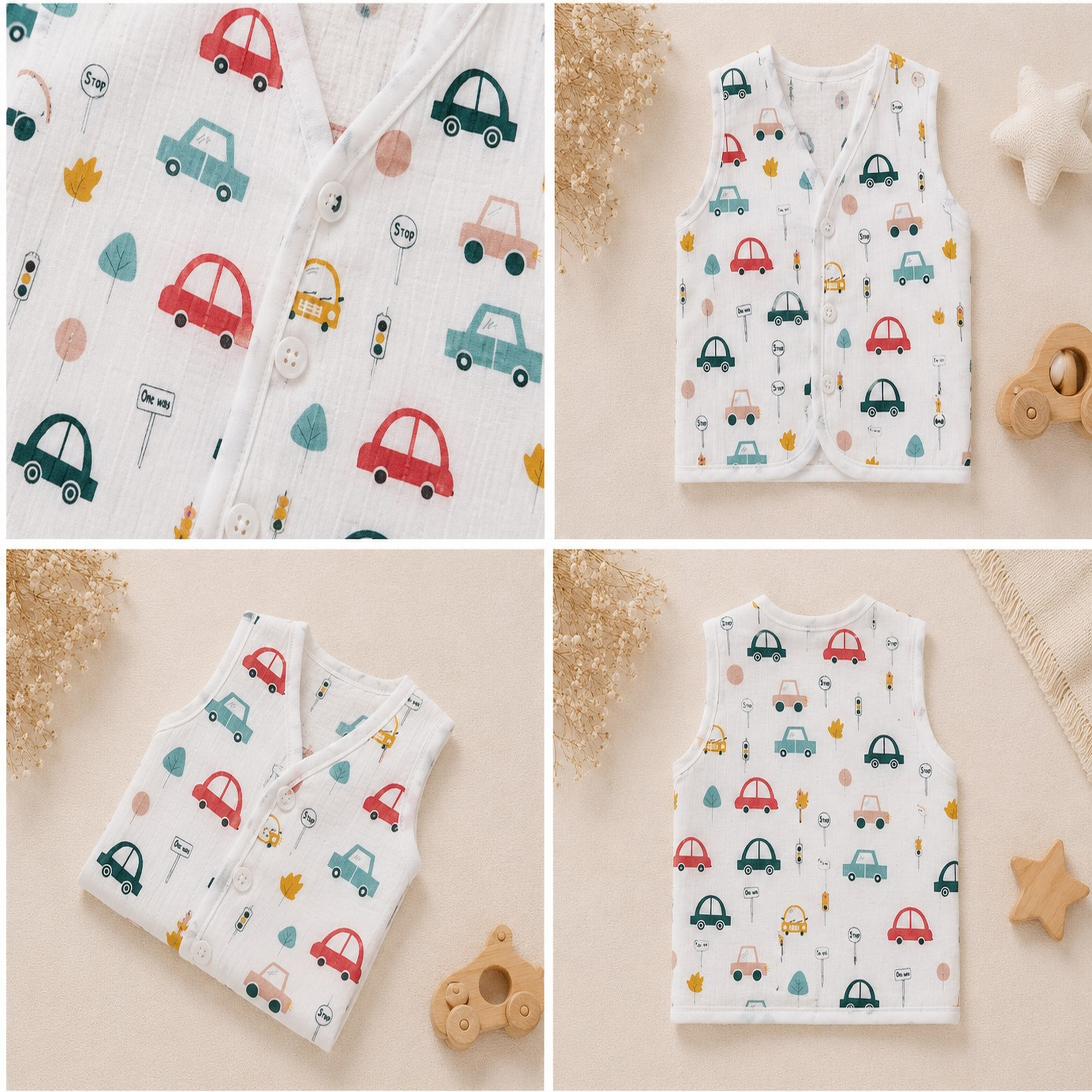 💖Soft Muslin Baby Vest | Lightweight Sleeveless Jabla for Infants”👶