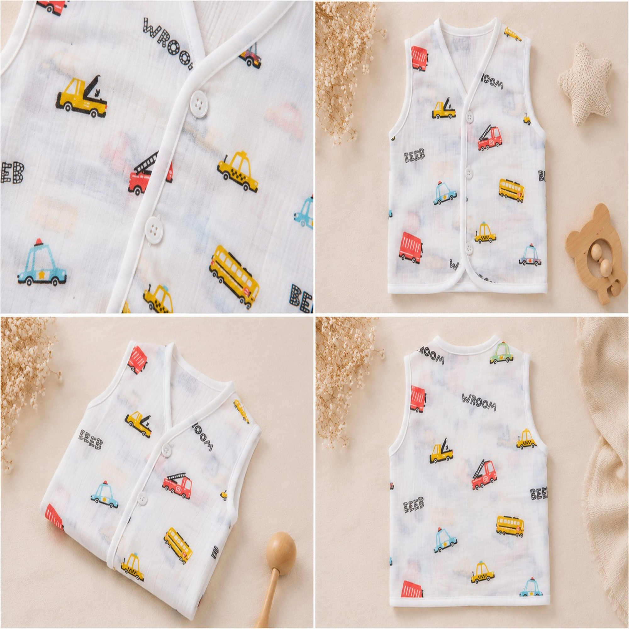 💖Soft Muslin Baby Vest | Lightweight Sleeveless Jabla for Infants”👶